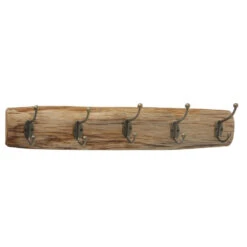 Deco By Boltze Kapstok - Hout Met Staal - Antiek Look - 55 X 10 Cm