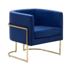 Beliani Fauteuil SIRKKA - Blauw Fluweel