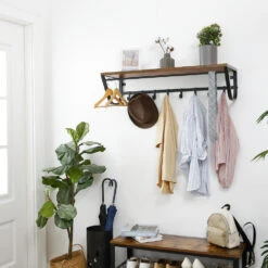 ACAZA Lange Kapstok Voor De Muur Of Wand - 90 Cm Lang - Rustiek Bruin - Vintage -Neiuwe Order 1000034358 0101