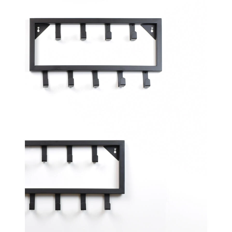 LOFT42 Bono Small Kapstok - Zwart – Metaal – 9 Haken - 50x26x4 5 LOFT42 Bono Small Kapstok - Zwart – Metaal – 9 Haken - 50x26x4 - Afbeelding 3