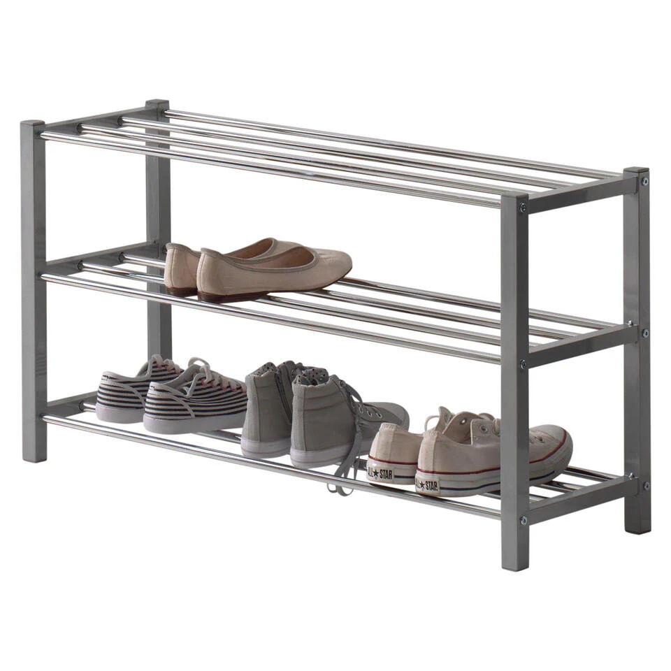 ACAZA Schoenen Rekje, Tot 12 Paar Sneakers Of Schoenen, Metaal, Grijs 3 ACAZA Schoenen Rekje, Tot 12 Paar Sneakers Of Schoenen, Metaal, Grijs