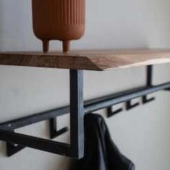 Industriële Kapstok Niels Hoedenplank Acaciahout - 33x100x27 Cm - Hout - Bruin -Neiuwe Order 1000042287 0103