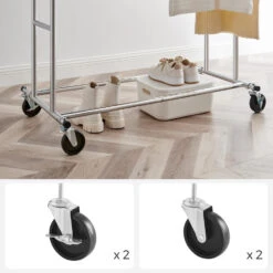 O’DADDY® Kledingrek Dubbel - 4 Wielen - Tot 110kg - Garderoberek - RVS 8 O’DADDY® Kledingrek Dubbel - 4 Wielen - Tot 110kg - Garderoberek - RVS -Neiuwe Order 1000042970 0102