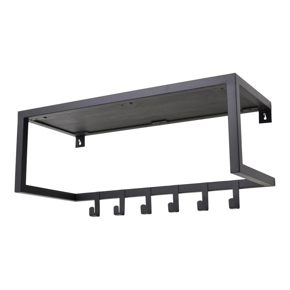 LOFT42 Woody Kapstok Zwart - Hoedenplank - Zwart Mangohout - Metaal 4 LOFT42 Woody Kapstok Zwart - Hoedenplank - Zwart Mangohout - Metaal - Afbeelding 2