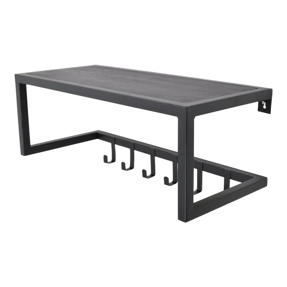 LOFT42 Woody Kapstok Zwart - Hoedenplank - Zwart Mangohout - Metaal 3 LOFT42 Woody Kapstok Zwart - Hoedenplank - Zwart Mangohout - Metaal