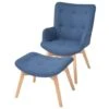 VidaXL Fauteuil Met Voetenbankje Stof Blauw -Neiuwe Order 1000059115
