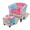 VidaXL Fauteuil Met Voetenbankje Patchwork Ontwerp Stof 1 VidaXL Fauteuil Met Voetenbankje Patchwork Ontwerp Stof -Neiuwe Order 1000059173