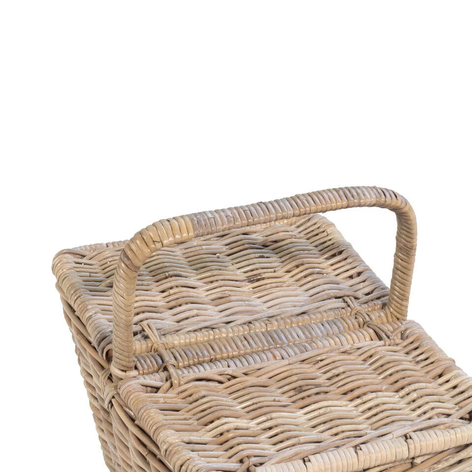 Giga Meubel Picknickmand Vergrijsd Rotan - Mand Rose 6 Giga Meubel Picknickmand Vergrijsd Rotan - Mand Rose - Afbeelding 4