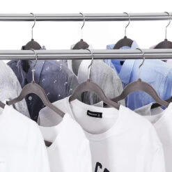 ACAZA Mobiel Kledingrek - Dubbelvoudig - 2 Rails - Zilvergrijs -Neiuwe Order 1000066951 0103