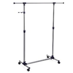ACAZA Mobiel Kledingrek - Verstelbaar - 1 Rail En 2 Haken - 87x165x44 Cm
