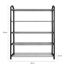 QUVIO Schoenenrek Metaal Met Zwarte Zijkant - 5 Laags -Neiuwe Order 1000071800 0101