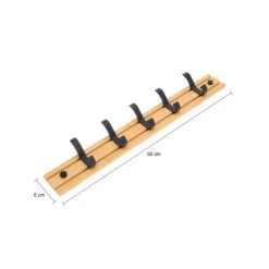 QUVIO Kapstok Bamboo Verschuifbare Haken Hout 8 QUVIO Kapstok Bamboo Verschuifbare Haken Hout -Neiuwe Order 1000071847 0102