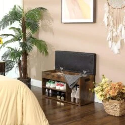 ACAZA Schoenenrek Met Zitbank En Opbergruimte, Schoenenbank Met Kussen - Bruin -Neiuwe Order 1000073599 0101