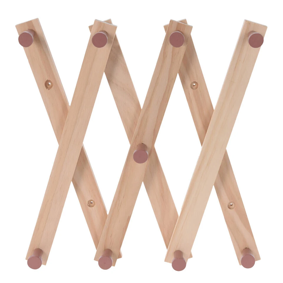 Excellent Houseware Kinderkamer Kapstok Verstelbaar - 9 Haakjes Hout - 60x12cm 3 Excellent Houseware Kinderkamer Kapstok Verstelbaar - 9 Haakjes Hout - 60x12cm
