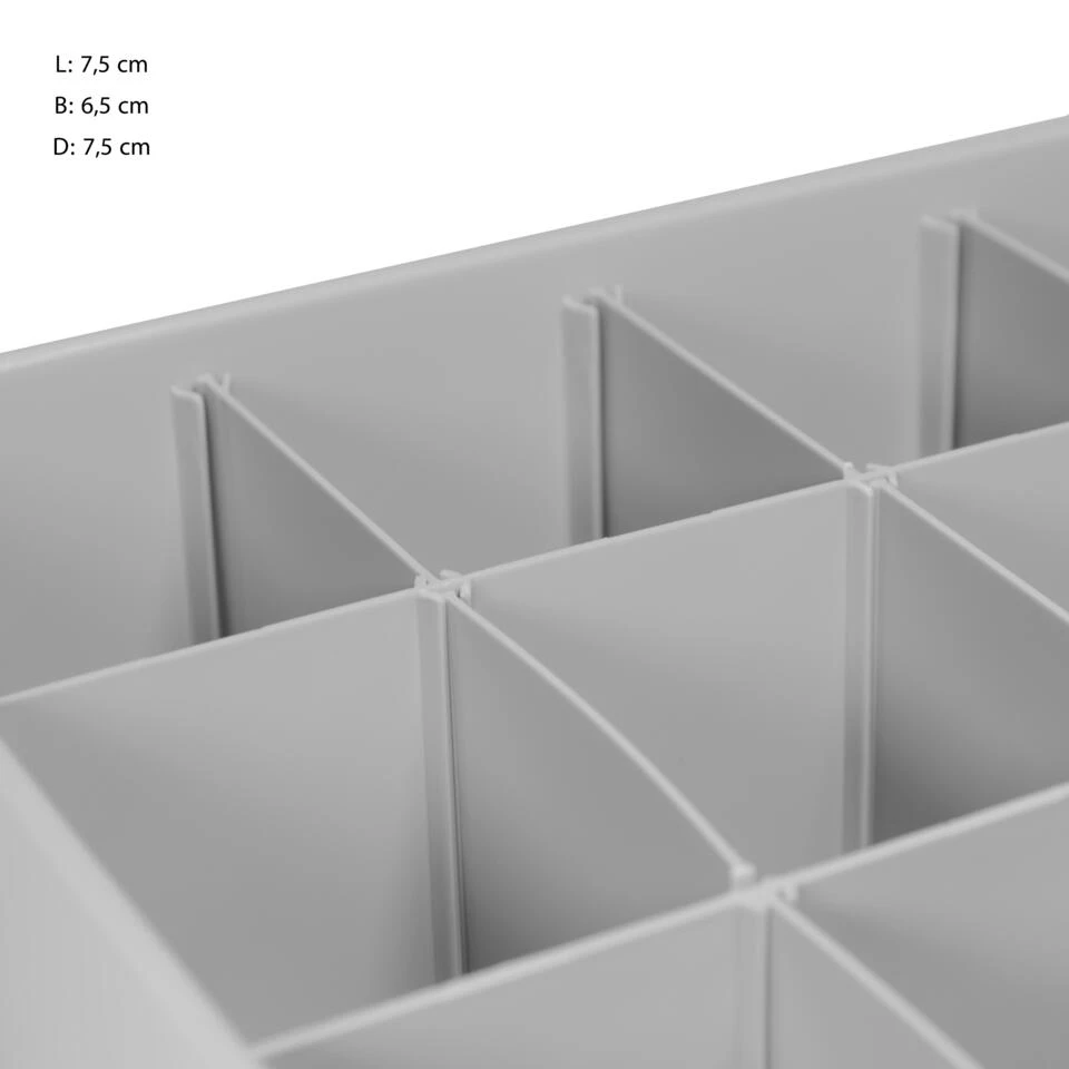 QUVIO Kast Organizer Kunststof - Grijs - Set Van 6 3 QUVIO Kast Organizer Kunststof - Grijs - Set Van 6 - Afbeelding 2