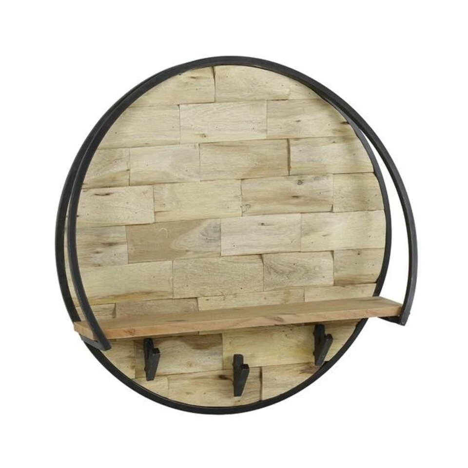 Industrieel Rond Wandrek Acaciahout Mill Ø60 Cm - 15x60x60 Cm - Hout - Bruin 3 Industrieel Rond Wandrek Acaciahout Mill Ø60 Cm - 15x60x60 Cm - Hout - Bruin