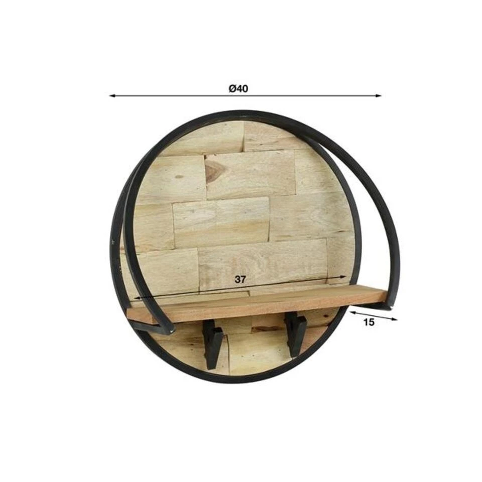 Industrieel Rond Wandrek Acaciahout Mill Ø 40 Cm - 15x40x40 Cm - Hout - Bruin 6 Industrieel Rond Wandrek Acaciahout Mill Ø 40 Cm - 15x40x40 Cm - Hout - Bruin - Afbeelding 4