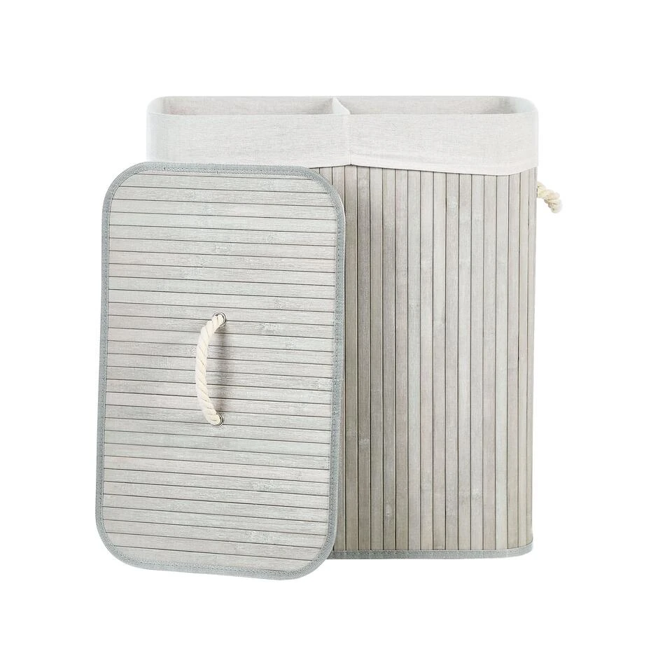 Beliani Mand KANDY - Grijs Bamboehout 6 Beliani Mand KANDY - Grijs Bamboehout - Afbeelding 4