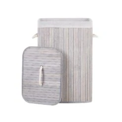 Beliani Mand KOMARI - Grijs Bamboehout 9 Beliani Mand KOMARI - Grijs Bamboehout -Neiuwe Order 1000087131 0104