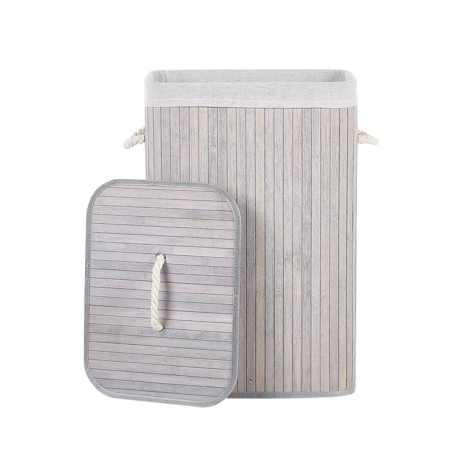 Beliani Mand KOMARI - Grijs Bamboehout 6 Beliani Mand KOMARI - Grijs Bamboehout - Afbeelding 4