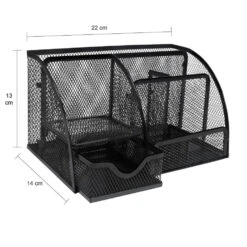 QUVIO Bureau Organizer 5 Vakken + 1 Lade + 1 Plankje Met Gaas - Zwart -Neiuwe Order 1000091603 0103