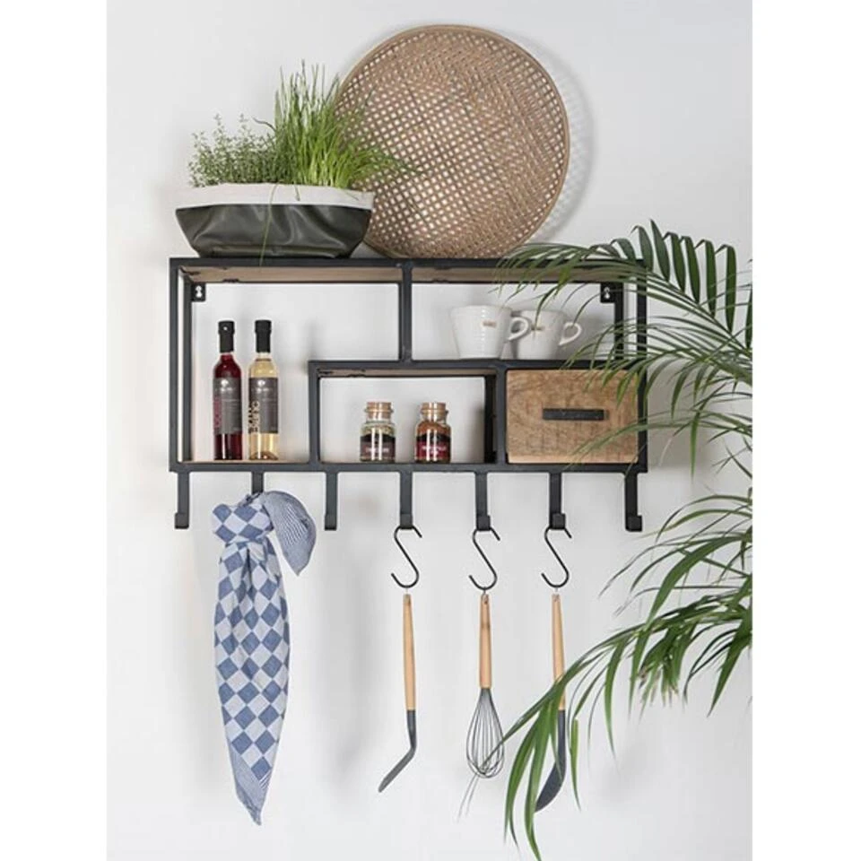 Decor 88 Elco Wandrek Industrieel Met 7 Haken - 22x80x45,5 Cm 4 Decor 88 Elco Wandrek Industrieel Met 7 Haken - 22x80x45,5 Cm - Afbeelding 2