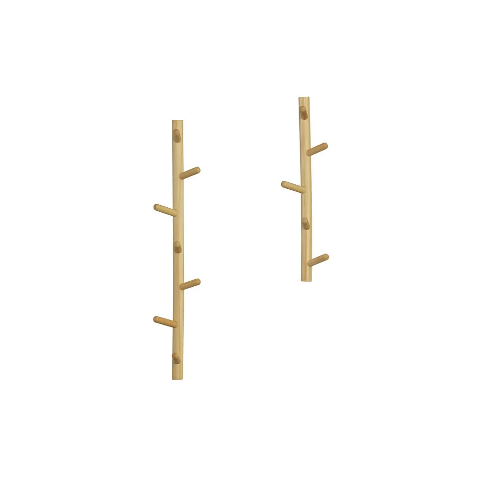 WOOOD Marrit Kapstok 7 Haaks - Hout - Naturel - Set Van 2 5 WOOOD Marrit Kapstok 7 Haaks - Hout - Naturel - Set Van 2 - Afbeelding 3