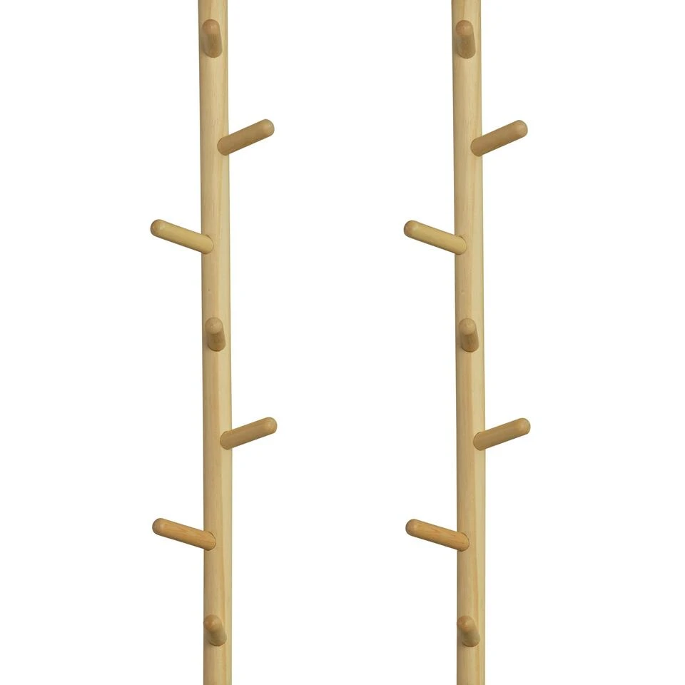WOOOD Marrit Kapstok 7 Haaks - Hout - Naturel - Set Van 2 3 WOOOD Marrit Kapstok 7 Haaks - Hout - Naturel - Set Van 2