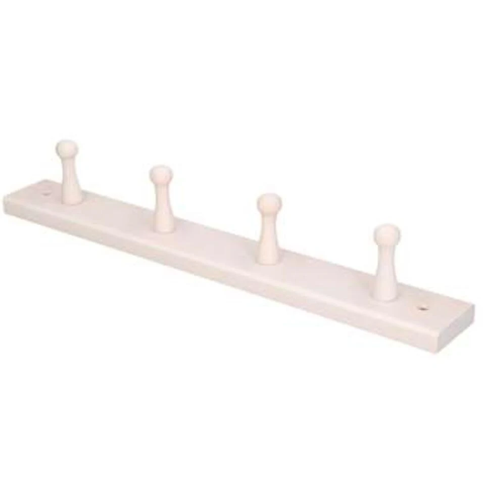 Merkloos Wandkapstok - Wit - Beukenhout - 4 Haken - 5 X 41 Cm 3 Merkloos Wandkapstok - Wit - Beukenhout - 4 Haken - 5 X 41 Cm
