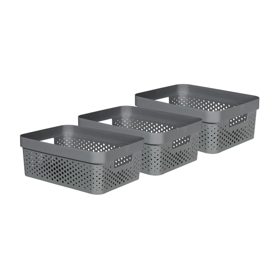 Curver Infinity Recycled Opbergbox - 11L - 3 Stuks - Grijs 3 Curver Infinity Recycled Opbergbox - 11L - 3 Stuks - Grijs