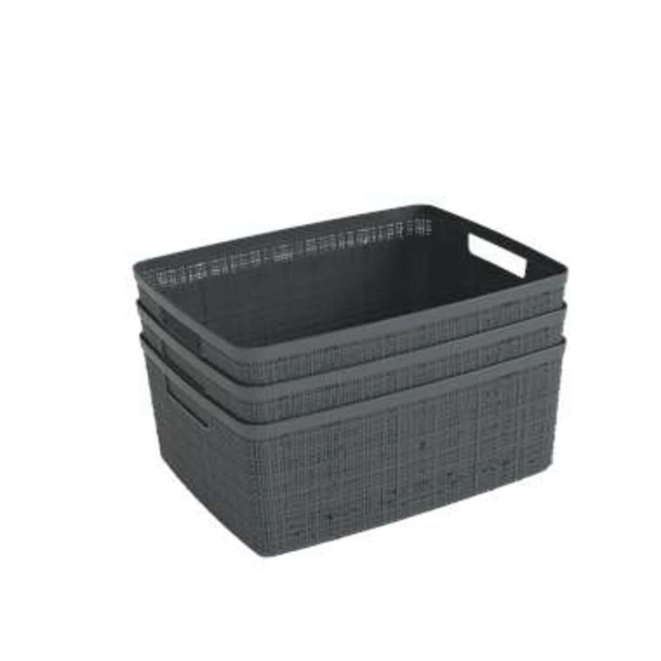 Curver Jute Opbergmand M - 12L - 3 Stuks - Donkergrijs 4 Curver Jute Opbergmand M - 12L - 3 Stuks - Donkergrijs - Afbeelding 2