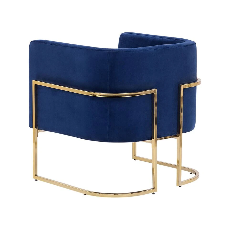 Beliani Fauteuil SIRKKA - Blauw Fluweel 6 Beliani Fauteuil SIRKKA - Blauw Fluweel - Afbeelding 4