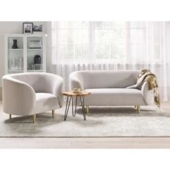 Beliani Fauteuil LOEN - Beige Polyester -Neiuwe Order f84d091879834a88957588b0d47d5a89