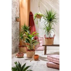 Mand Dille L - Naturel/rood - Zeegras - 45xø40 Cm -Neiuwe Order sf 70503632 0100